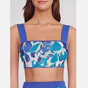 STAUD Zola Blue Pacific Paradise Knit Cropped Top Size L